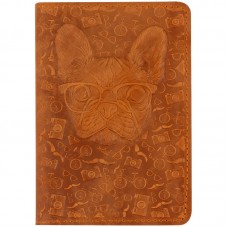 Обложка для паспорта Кожевенная мануфактура, нат. кожа, "Пес Мудрый", коричневый