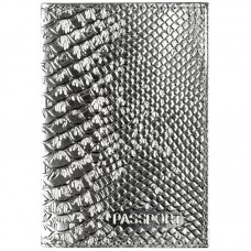 Обложка для паспорта OfficeSpace "Питон", кожа, тиснение, серебряный металлик