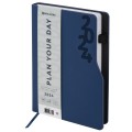 Ежедневник датированный 2024 А5 138x213мм BRAUBERG Up, под кожу софт-тач, держатель для ручки, синий, 114911
