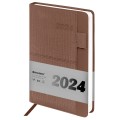 Ежедневник датированный 2024 А5 138х213мм BRAUBERG Pocket, под кожу, карм, держатель для ручки, коричневый, 114990