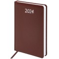 Ежедневник датированный 2024 А5 138x213мм BRAUBERG Profile, балакрон, коричневый, 114865