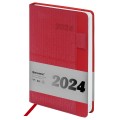 Ежедневник датированный 2024 А5 138х213мм BRAUBERG Pocket, под кожу, карм, держатель для ручки, красный, 114991