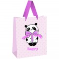 Пакет подарочный 26*32*12см MESHU "PandaGift_Pink", отд. фольгой, матовая ламинация