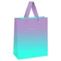 Пакет подарочный 18*23*10см MESHU "Duotone. Turquoise-Lilac gradient", отд. фольгой, матовая ламинация