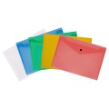 Папка-конверт на кнопке СТАММ А4, 150мкм, пластик, прозрачная, ассорти, удаляемая этикетка