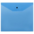 Папка-конверт на кнопке СТАММ А5+, 120мкм, пластик, прозрачная, синяя, удаляемая этикетка