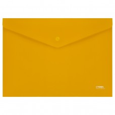 Папка-конверт на кнопке СТАММ А4, 180мкм, пластик, непрозрачная, желтая, удаляемая этикетка