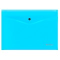 Папка-конверт на кнопке Berlingo "Neon" А4, 200мкм, прозрачная голубой неон