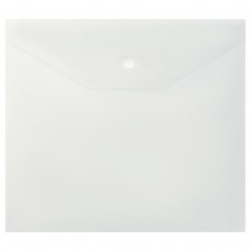 Папка-конверт на кнопке СТАММ А5+, 120мкм, пластик, прозрачная, удаляемая этикетка