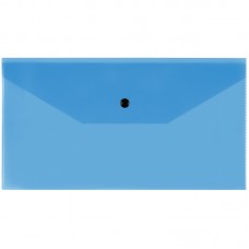 Папка-конверт на кнопке СТАММ, С6, 150мкм, прозрачная, синяя, удаляемая этикетка