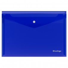 Папка-конверт на кнопке прозрачная Berlingo "No Secret", А4, 200мкм, синяя