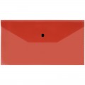 Папка-конверт на кнопке СТАММ, С6, 150мкм, прозрачная, красная, удаляемая этикетка