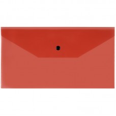 Папка-конверт на кнопке СТАММ, С6, 150мкм, прозрачная, красная, удаляемая этикетка