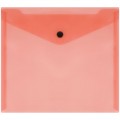 Папка-конверт на кнопке СТАММ А5+, 150мкм, пластик, прозрачная, красная, удаляемая этикетка