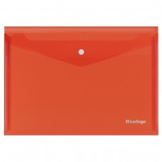 Папка-конверт на кнопке прозрачная Berlingo "No Secret", А4, 200мкм, красная