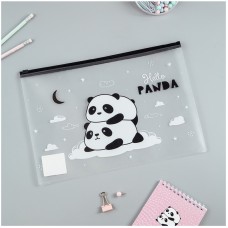 Папка-конверт на zip-молнии MeShu "Hello Panda", А4, 150мкм, прозрачная с рисунком