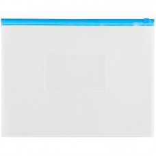 Папка-конверт на молнии OfficeSpace А4, прозрачная, 150мкм, молния синяя