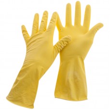 Перчатки резиновые латексные хозяйственные OfficeClean Универсальные, р.S, желтые, пакет с европодвесом