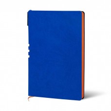 Ежедневник недатированный, 128л, А5, линия, LOREX, мягкая обложка, экокожа, 70 гр, бумага тонированная, синий,оранжевый срез, с ручкой