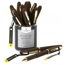 Ручка масляная LOREX коричневый корпус, Grande Soft синяя, конусовидный наконечник, 0,7 мм