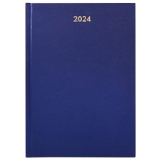 Ежедневник А5 датированный 2024г. LITE 160 листов синий твердая обложка тисн. обрез белый лин.