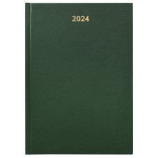 Ежедневник А5 датированный 2024г. LITE 160 листов зеленый твердая обложка тисн. обрез белый лин.