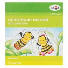 Пластилин восковой ГАММА "Пчелка", 12 цв., 180г, со стеком, картонная упаковка, 280032Н