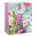 Пакет подарочный 26,5x12,7x33 см ЗОЛОТАЯ СКАЗКА "Spring Flowers", глиттер, розовый с голубым, 608247