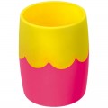 Подставка-стакан СТАММ, пластик, круглый, двухцветный розово-желтый, СН502