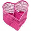 Настольная подставка Berlingo "Steel&Style", металлическая, в виде сердца, 3 секции, розовая, BMs_41125