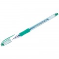 Ручка гелевая Crown "Hi-Jell Needle Grip" зеленая, 0,7мм, грип, игольчатый стержень, штрих-код, HJR-500RNB