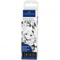 Набор капиллярных ручек Faber-Castell "Pitt Artist Pens Manga Black set", черный, 4шт., 0,1/0,7мм/Soft Brush/Soft Calligraphy, европодвес