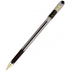 Ручка шариковая масляная с грипом MUNHWA "MC Gold", ЧЕРНАЯ, корпус прозрачный, узел 1 мм, линия письма 0,7 мм, BMC10-01