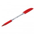 Ручка шариковая масляная Berlingo "Triangle 110" красная, узел 0,7мм, линия 0,5 мм, резиновый грип, корпус прозрачный, CBp_07112