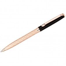 Ручка шариковая Delucci "Terra", синяя, 1,0мм, корпус розовое золото/черный, с кристаллом, подар.уп., CPs_11410
