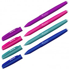 Ручка гелевая стираемая Berlingo "Correct" синяя, 0,6мм, прорезин. корпус, корпус ассорти, CGp_60915