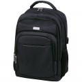 Рюкзак Berlingo City "Strict black" 42*29*17см, 2 отделения, 3 кармана, отделение для ноутбука, USB разъем, эргономическая спинка