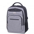 Рюкзак Berlingo City "Strict grey" 42*29*17см, 2 отделения, 3 кармана, отделение для ноутбука, USB разъем, эргономическая спинка