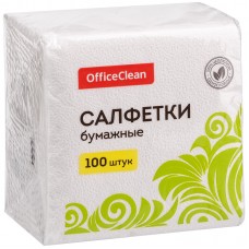 Салфетки бумажные OfficeClean, 1 слойн., 24*24см, белые, 100шт.