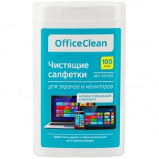 Влажные портативные чистящие салфетки OfficeClean для экранов и мониторов, 100шт. (малая плоская туба), 307370