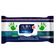 Салфетки влажные Aura Derma Protect, big-pack с крышкой, 15*20см, 72шт., антибакт. с ромашкой, 10037