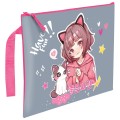 Папка для тетрадей BRAUBERG А5, 1 отделение, полиэстер, на молнии, с ручкой, Anime friends, 272202