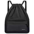 Рюкзак спортивный мешок HEIKKI CASUAL (ХЕЙКИ) с дополнительным карманом, 44х34 см, Total black, 273457