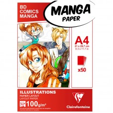 Скетчбук для маркеров 50л., А4 Clairefontaine "Manga Illustrations", на склейке, 100г/м2, 94042C