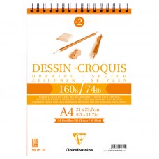 Скетчбук 35л., А4 Clairefontaine "Dessin croquis", на гребне, 160г/м2, 96674C