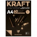 Скетчбук - блокнот 60л., А4 Clairefontaine "Kraft", на склейке, верже,черный/крафт, 90г/м2, 975818C