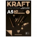 Скетчбук - блокнот 60л., А5 Clairefontaine "Kraft", на склейке, верже,черный/крафт, 90г/м2, 975817C