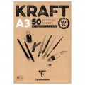 Скетчбук - блокнот 50л., А3 Clairefontaine "Kraft", на склейке, верже, крафт, 120г/м2, 975816C