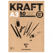 Скетчбук - блокнот 50л., А3 Clairefontaine "Kraft", на склейке, верже, крафт, 120г/м2, 975816C