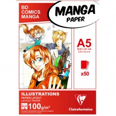 Скетчбук для маркеров 50л., А5 Clairefontaine "Manga Illustrations", на склейке, 100г/м2, 94041C